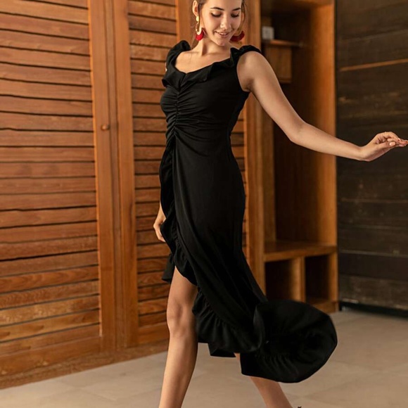 Shein Ruched Ruffle Dress Small - Picture 1 of 6